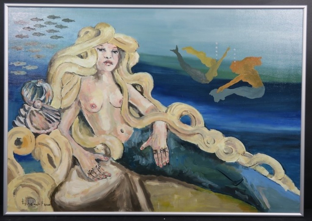 Andre Tigchelaar: Olieverf op doek, Meermin - Ingelijst  kopen? Bied vanaf 1!