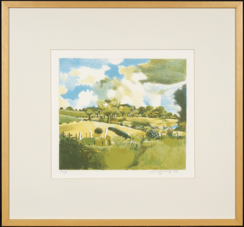 Nicolaas Wijnberg: Litho, Landschap - Ingelijst verkocht voor € 40!