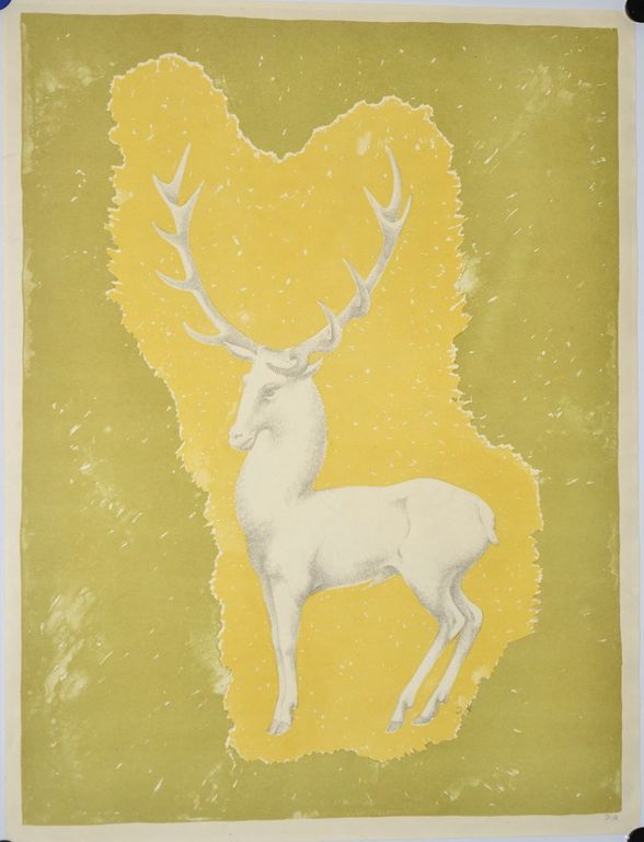John Raedecker: Litho (hand gesigneerd). Hert kopen? Bied vanaf 1!