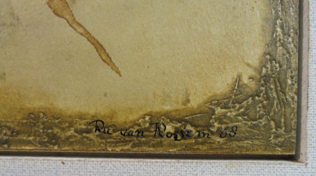 Ru van Rossem: Ets en Reliefdruk op paneel, Gestold leven (rode zee) - Ingelijst kopen? Bied vanaf 80!