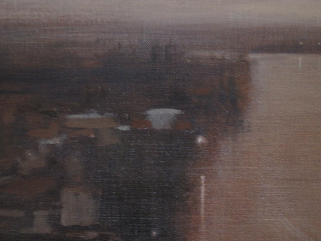 sfeervol impress. olieverf op doek "Haven bij invallende zomeravond" gesigneerd  kopen? Bied vanaf 1!