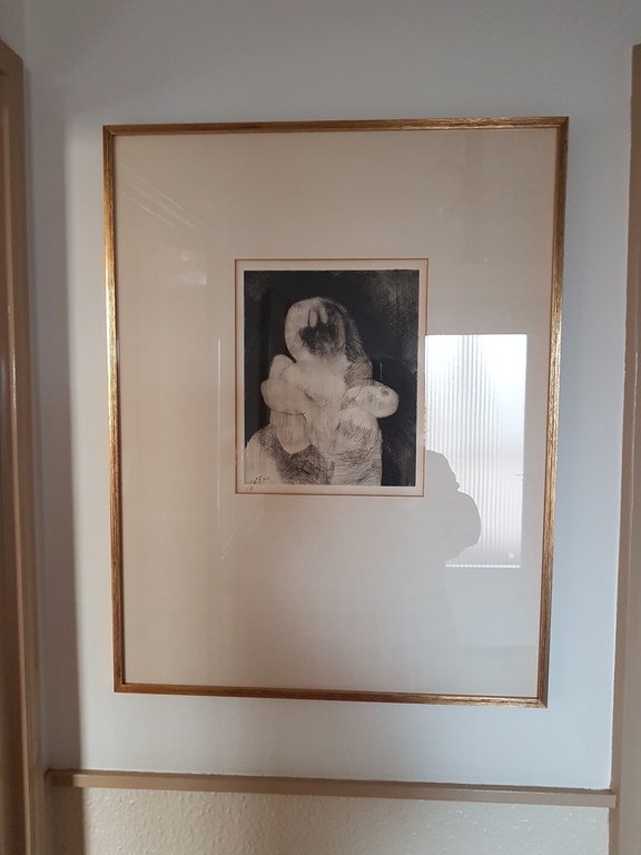 Jan van Eyk: Ets: Moeder en kind. 51 x 66 cm lijst, 20 x 24 cm plaat.  kopen? Bied vanaf 250!