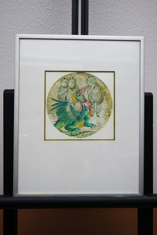 Leefsma-Nagtegaal, Rini (1915-1995) - aquarel - de duiveltjes en de draak kopen? Bied vanaf 59!