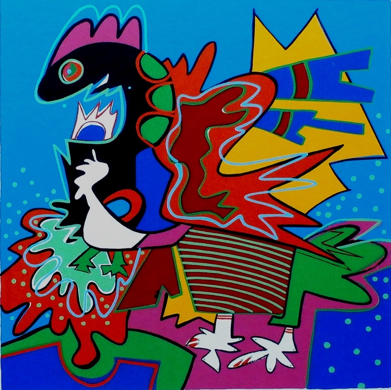 Marianne Naerebout - zeefdruk: watch out - 1997 verkocht voor € 60!