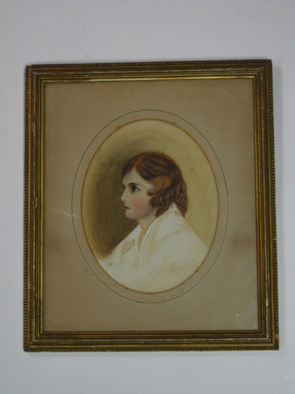 19e eeuwse Art Nouveau aquarel "Dame en profil" in de stijl van Louis Icart  kopen? Bied vanaf 1!