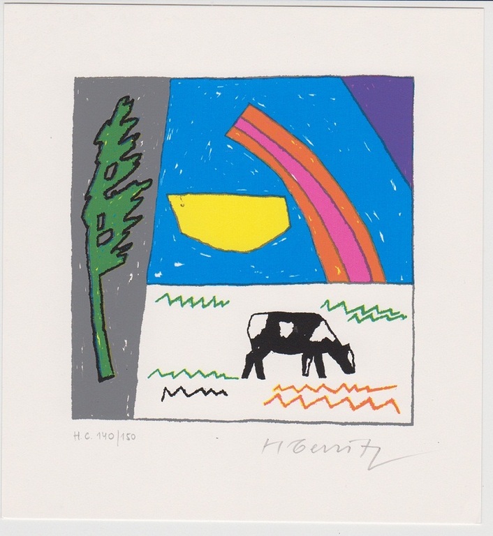 Harri Gerritz: Lithografie, Koe kopen? Bied vanaf 15!
