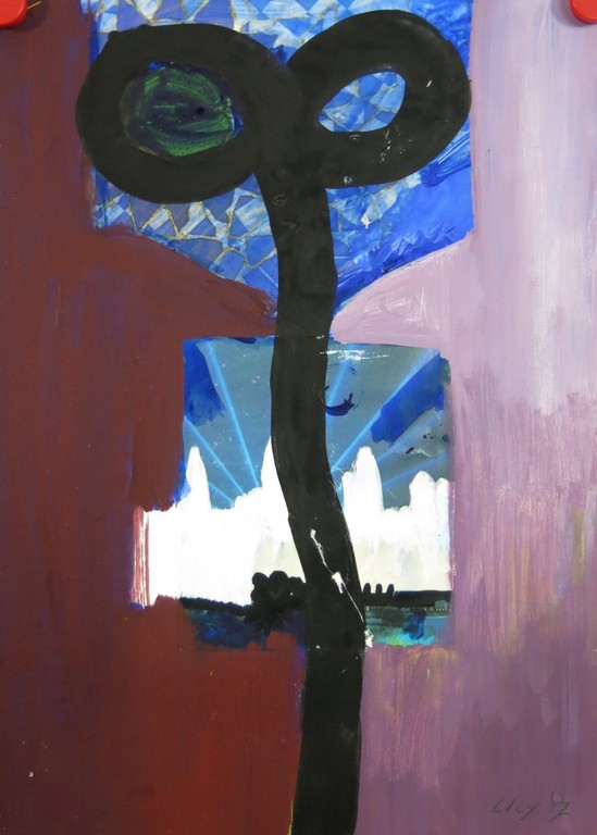 Lily Derksen: Acryl en collage, Zonder titel kopen? Bied vanaf 1!
