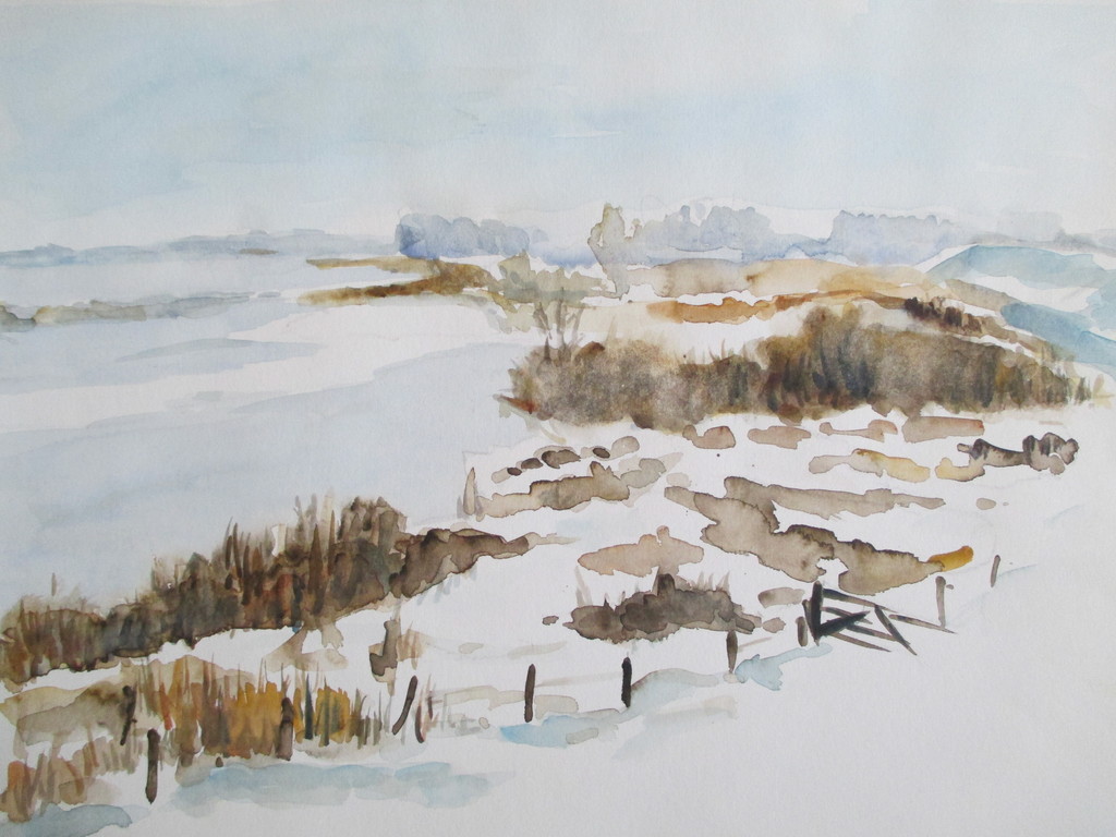 Onbekend, aquarel, uiterwaarden Waal kopen? Bied vanaf 1!