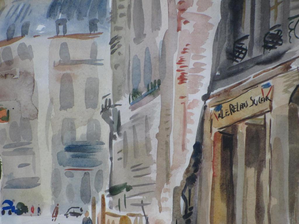 Han Krug, Rue Suger Parijs, Aquarel 1957 kopen? Bied vanaf 50!