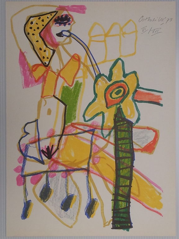 Corneille, lithografie uit portfolio 'Cinquante ans de Poesie', gesigneerd, 1973 verkocht voor € 195!
