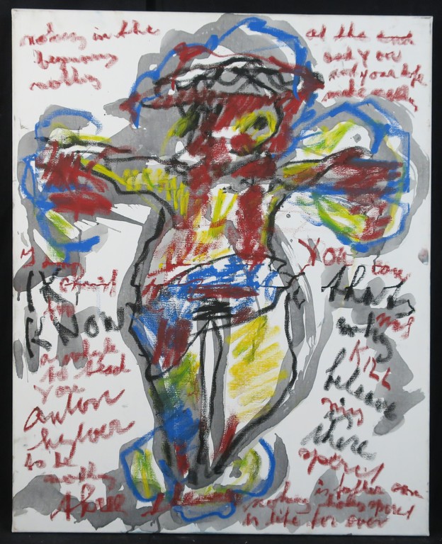 Anton Heyboer: Gemengde techniek op doek, Nothing is the beginning (groot) verkocht voor € 450!