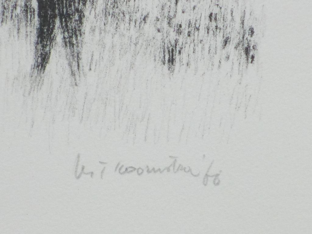 Metten Koornstra, Figuren in duister landschap bij huis, Litho kopen? Bied vanaf 45!