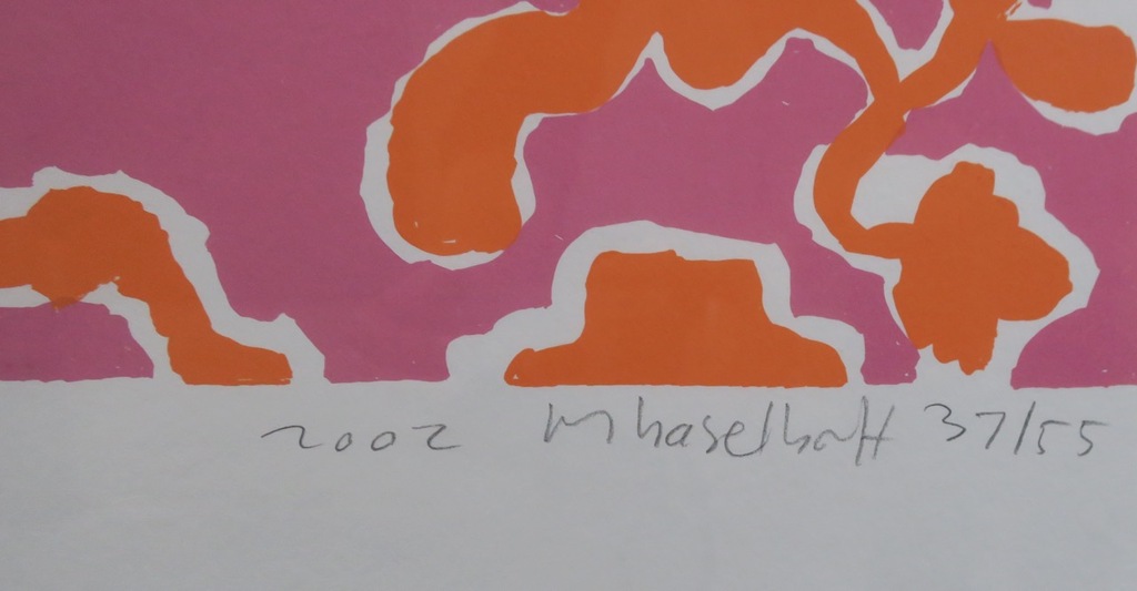 Marianne Haselhoff: Zeefdruk, Z. t. (blauw hoofd) - Ingelijst kopen? Bied vanaf 1!