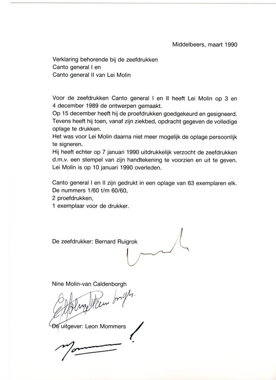 Lei Molin - tweeluik 'Canto General' - zeefdrukken - 1989 kopen? Bied vanaf 195!