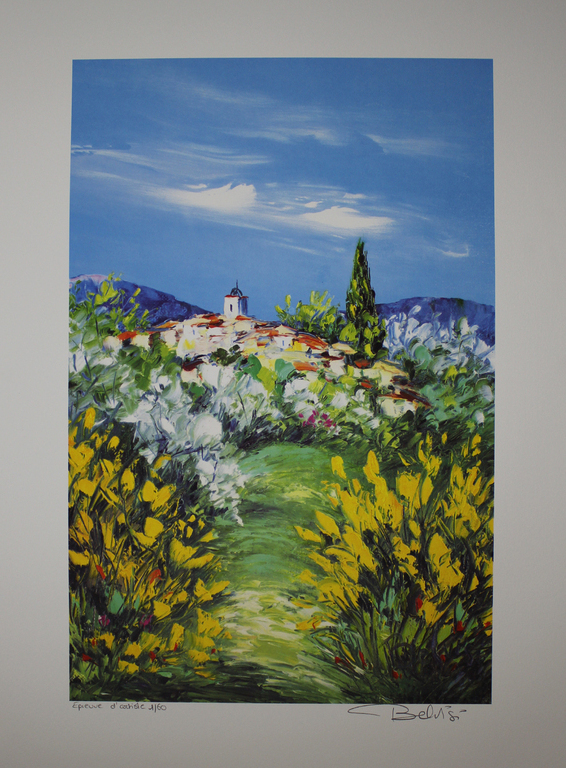 MARCEL BELVISI - LES GENÊTS , grote zeefdruk, gesigneerd kopen? Bied vanaf 1!