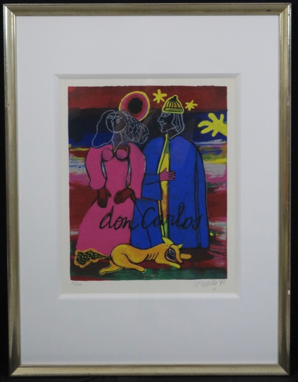 Corneille: Litho, Don Carlos - Ingelijst verkocht voor € 161!