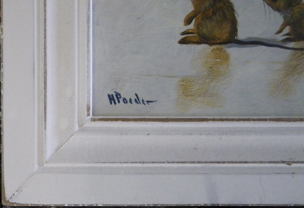Drie schattige muisjes van Henk Poeder: Olieverf op paneel 13x17 kopen? Bied vanaf 45!