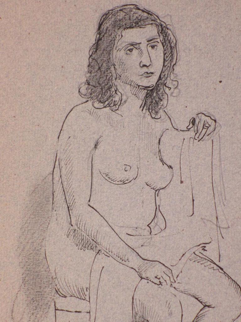 Harm Kamerlingh Onnes, Zittend naaktmodel, Tekening kopen? Bied vanaf 1!