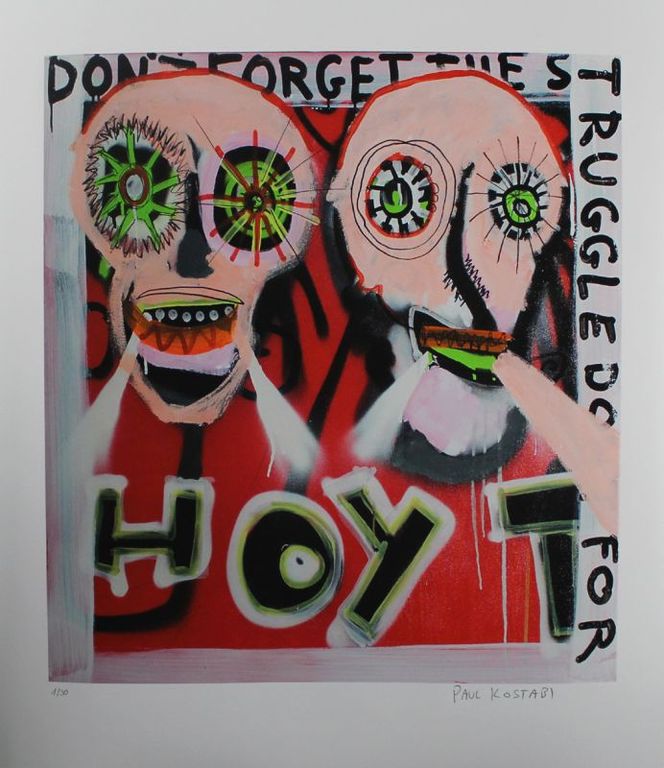 PAUL KOSTABI Giclee THE STRUGGLE Handgesigneerd OPLAGE SLECHTS 30 EX!!! verkocht voor € 60!
