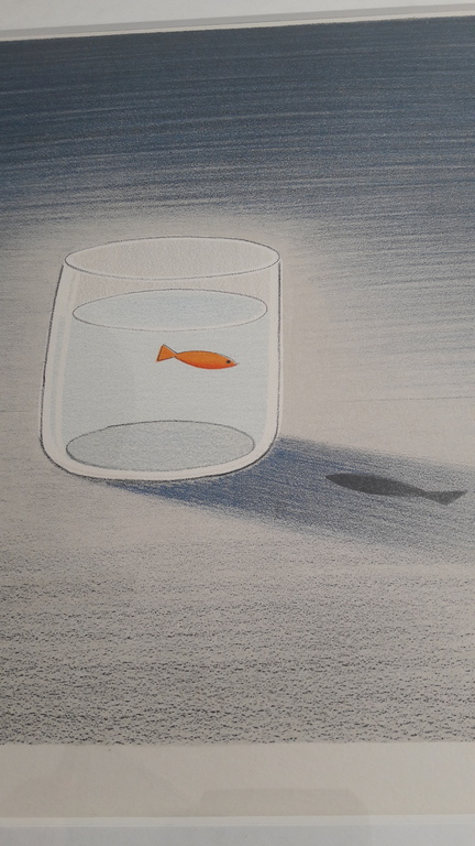 Jeroen Henneman , grafiek/ papier Vis in glas kopen? Bied vanaf 95!