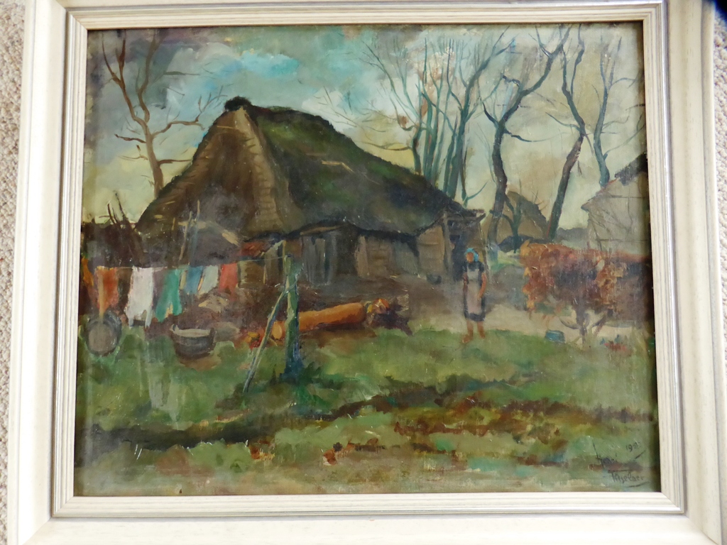 Henri Titselaar, olieverf op doek, jaar 1950 afm. 71x59  'boerderij in Oirschot' kopen? Bied vanaf 195!