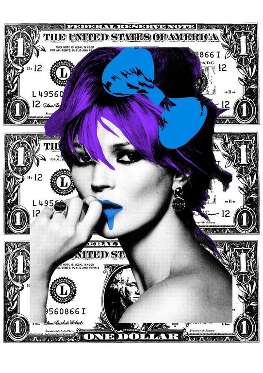 Large Print Painting "Kate Moss $ P" Signed Numbered A/P or 1 to 100 with COA kopen? Bied vanaf 1!