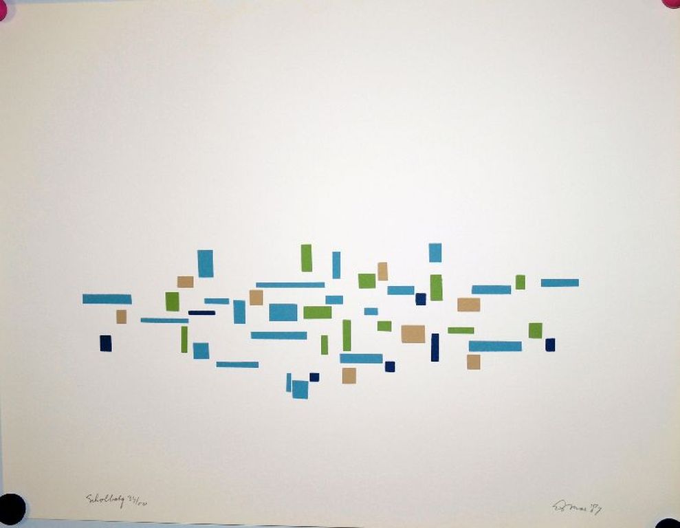 Jan Loman: Litho, Abstracte compositie, 1987 verkocht voor € 95!