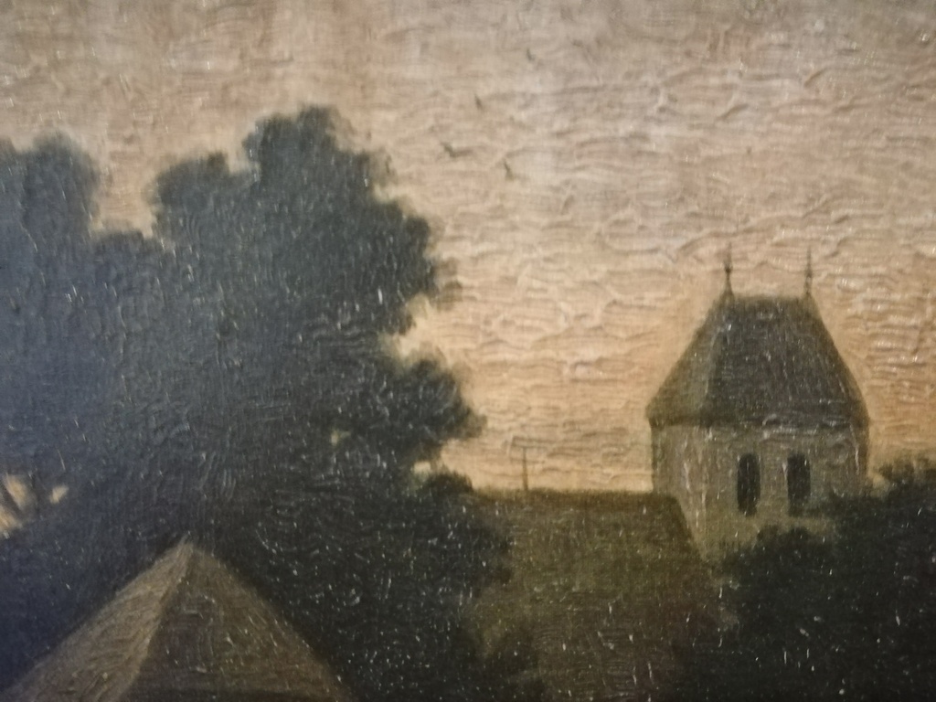 onbekend kunstenaar - olieverf op paneel - landelijk dorps zicht kopen? Bied vanaf 1!