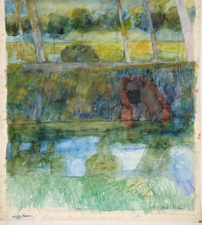 Harry Visser: Aquarel, Z.T. Landschap verkocht voor € 40!