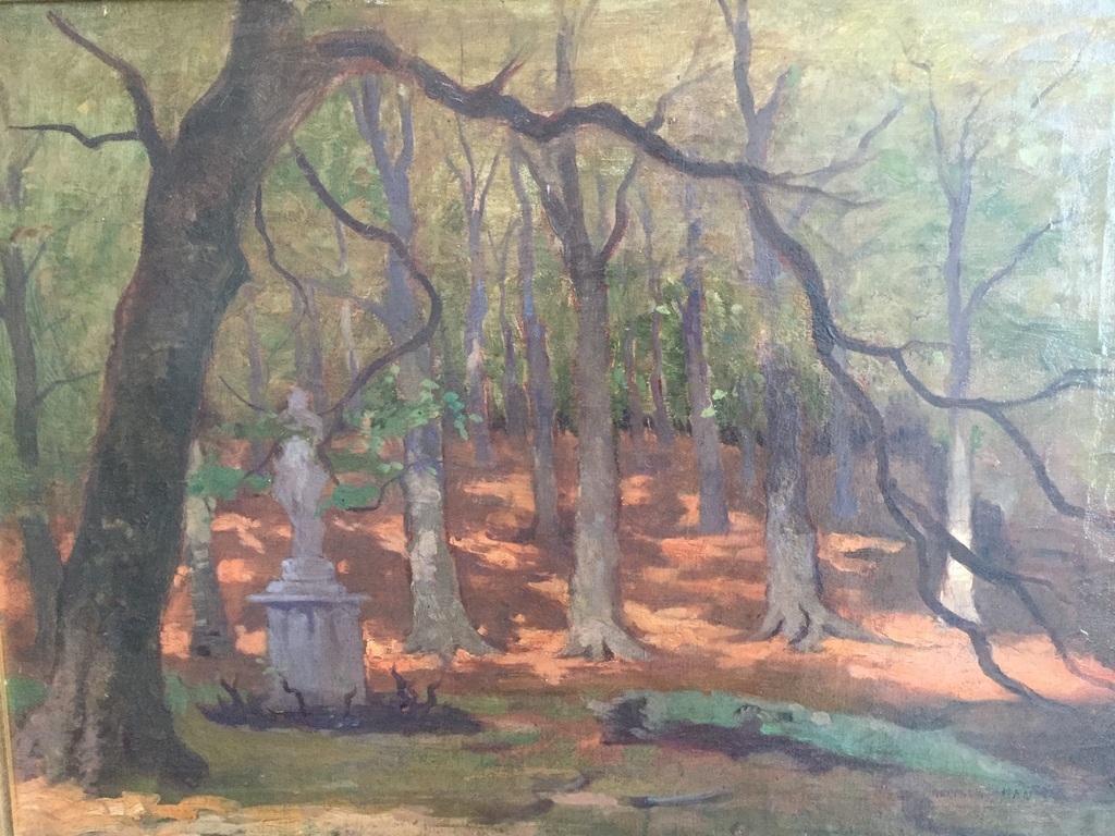 Gert Stegeman 1858-1940. Bosgezicht met standbeeld verkocht voor € 100!