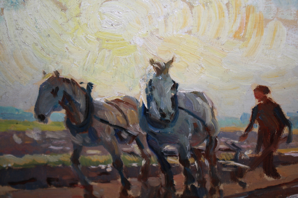 WAALCO DINGEMANS - LUMINISTSICH LANDSCHAP MET PAARDEN EN BOER verkocht voor € 250!