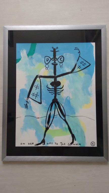 KAMAGURKA groot schilderij op papier, On her way to the catwalk, 65 x 50 cm kopen? Bied vanaf 350!