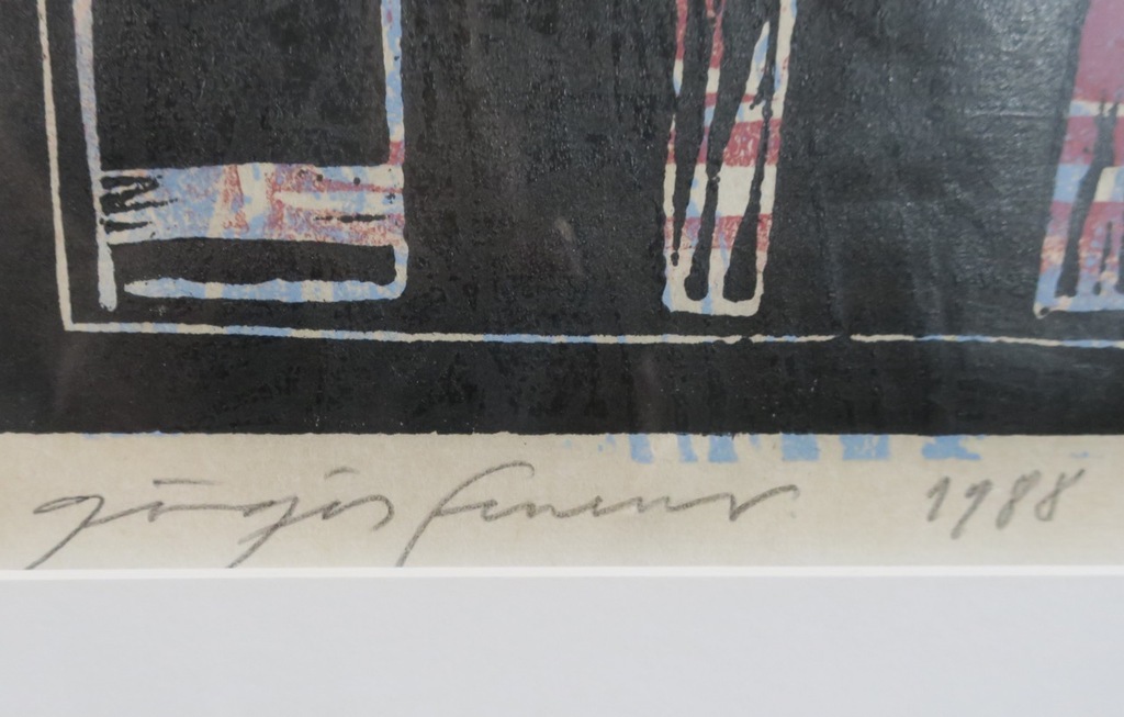 Ferenc Gogos: Lino, Zonder titel (met blauw) - Ingelijst kopen? Bied vanaf 35!