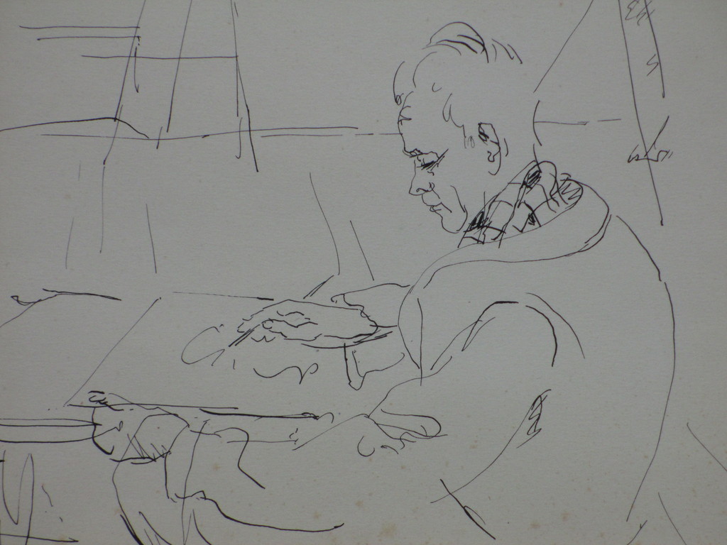 Lili Pieter van Leer, Tekenende man, Pentekening kopen? Bied vanaf 1!