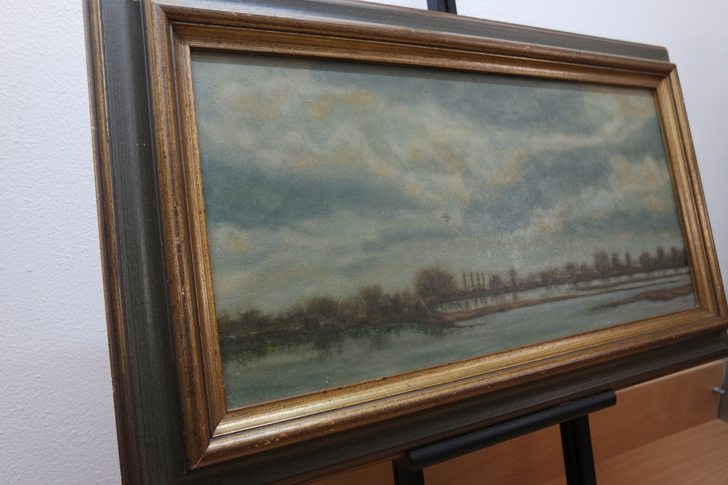 Hollandse school: olieverf op paneel , rivierlandschap kopen? Bied vanaf 95!