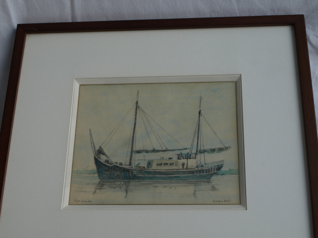 Poppe Damave (1921–1988) : tekening , Spaarndam – Gesigneerd & ingelijst  kopen? Bied vanaf 1!