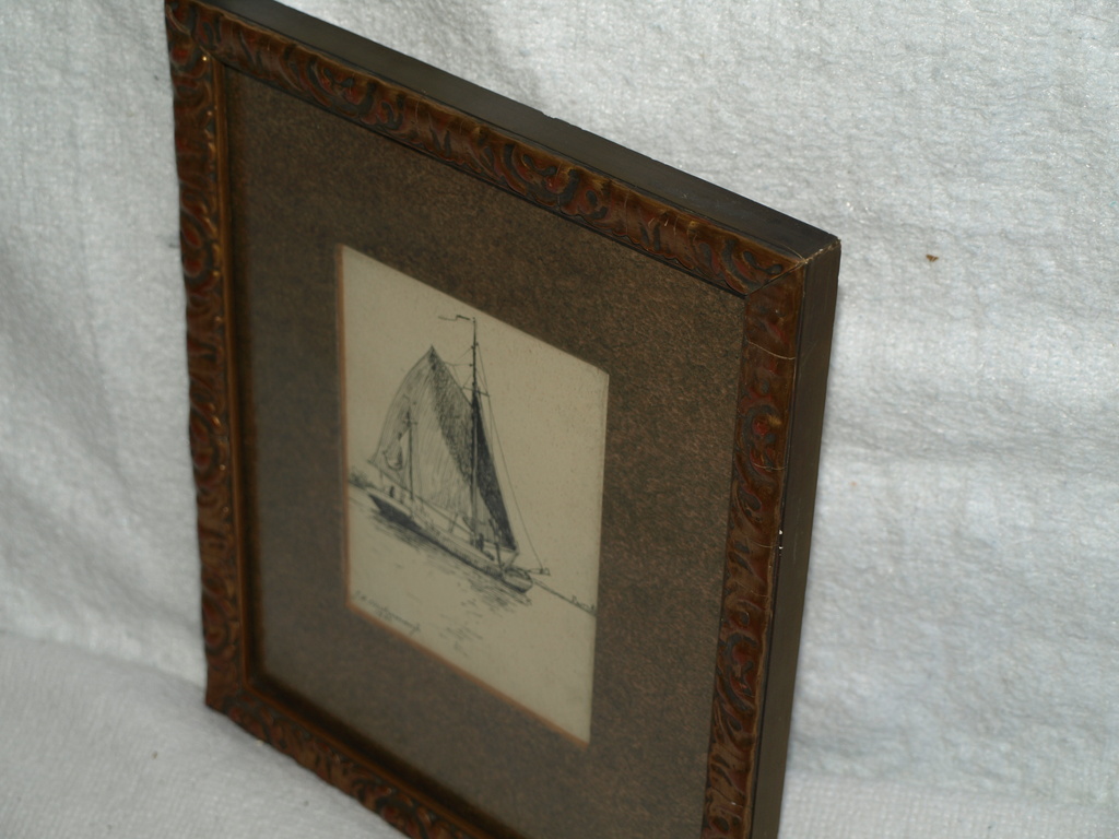 J. A. HESTERMAN Jr. (1877-1955)– Pentekening–Skûtsje-Gesigneerd & ingelijst-1932 kopen? Bied vanaf 1!