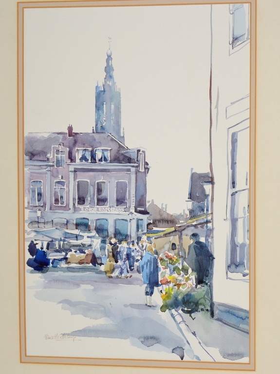 Hans Houtkamp: Grote aquareltekening, 't Oude Raedthuys kopen? Bied vanaf 1!