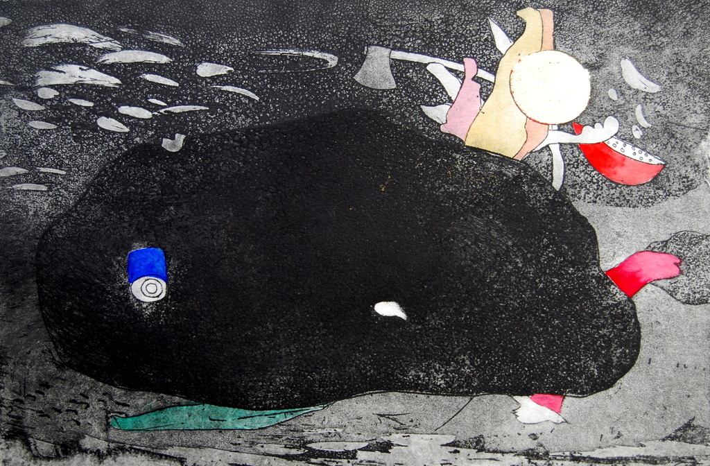 Michel van Overbeeke 'stone'  1995 ets 8/ ingeschilderd en met bladgoud ingeleg  kopen? Bied vanaf 65!