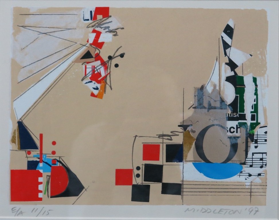 Sam Middleton: Zeefdruk, Zonder titel - Ingelijst verkocht voor € 75!