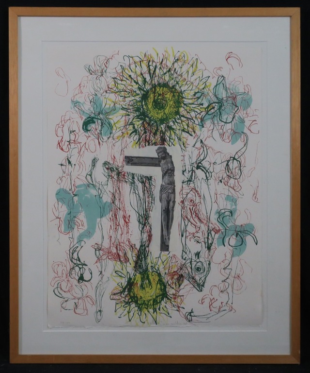 Marc Mulders: Gemengde grafische techniek en collage, Vallen - Ingelijst verkocht voor € 270!