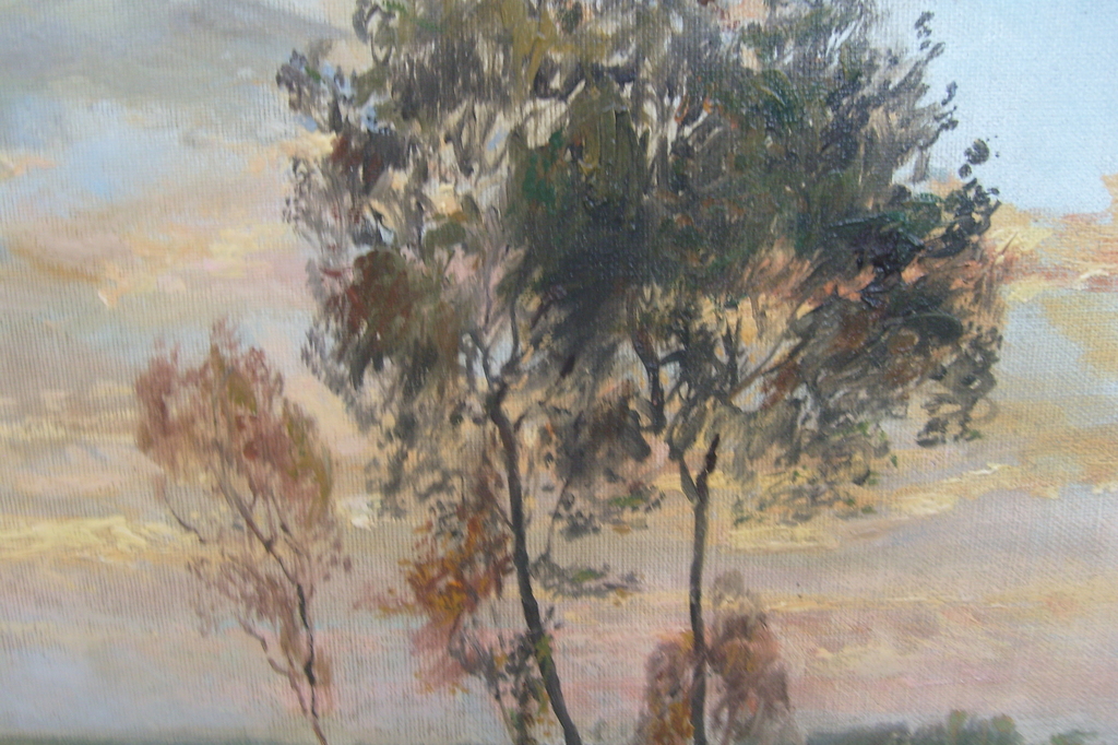 A.J.B.Wouters,olieverf op linnen, paard en wagens in landschap kopen? Bied vanaf 125!