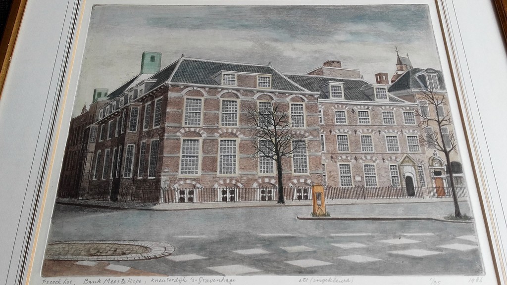 Freerk Los - Bank Mees & Hope, Kneuterdijk Den Haag - Ingekleurde Ets kopen? Bied vanaf 1!