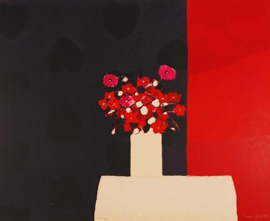 André Vigud: Kleurenlithografie, Bouquet de Fleurs kopen? Bied vanaf 20!