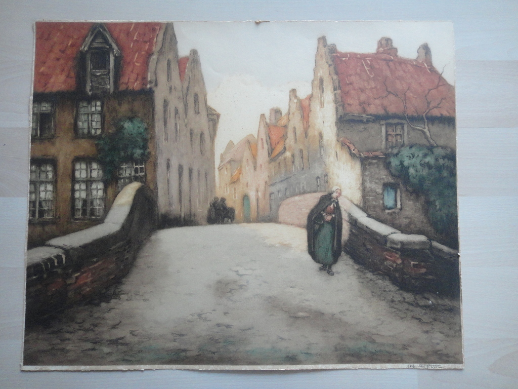 Alfred van Neste, ets, stadsgezicht  kopen? Bied vanaf 1!