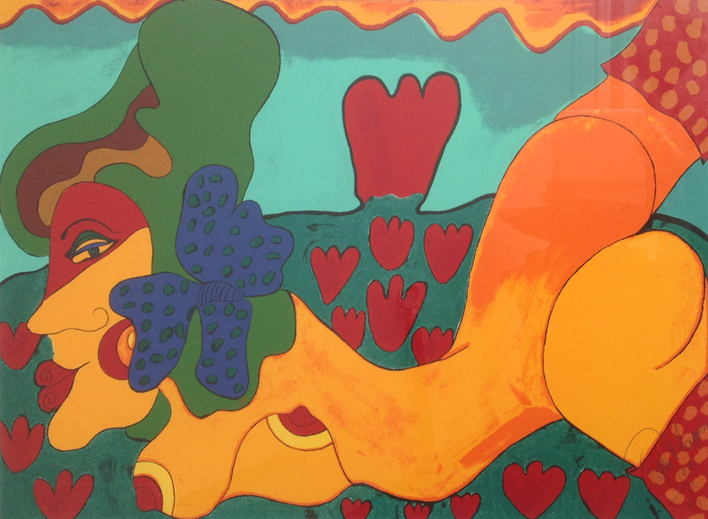 Patty Harpenau - Litho - gesigneerd -titel; Groeten uit Holland ( In mooie lijst verkocht voor € 135!