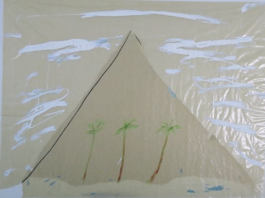 Elizabeth de Vaal: Collage op papier, Pyramid kopen? Bied vanaf 1!