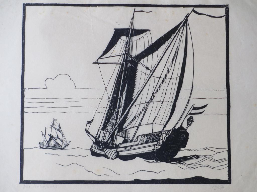 W.J.Dijk, Oud Statenjacht, Houtsnede kopen? Bied vanaf 1!