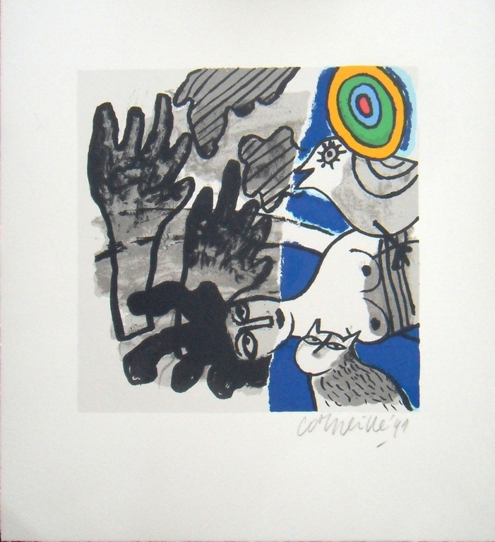 Corneille : Naakt vogel en kat (1991) verkocht voor € 129!