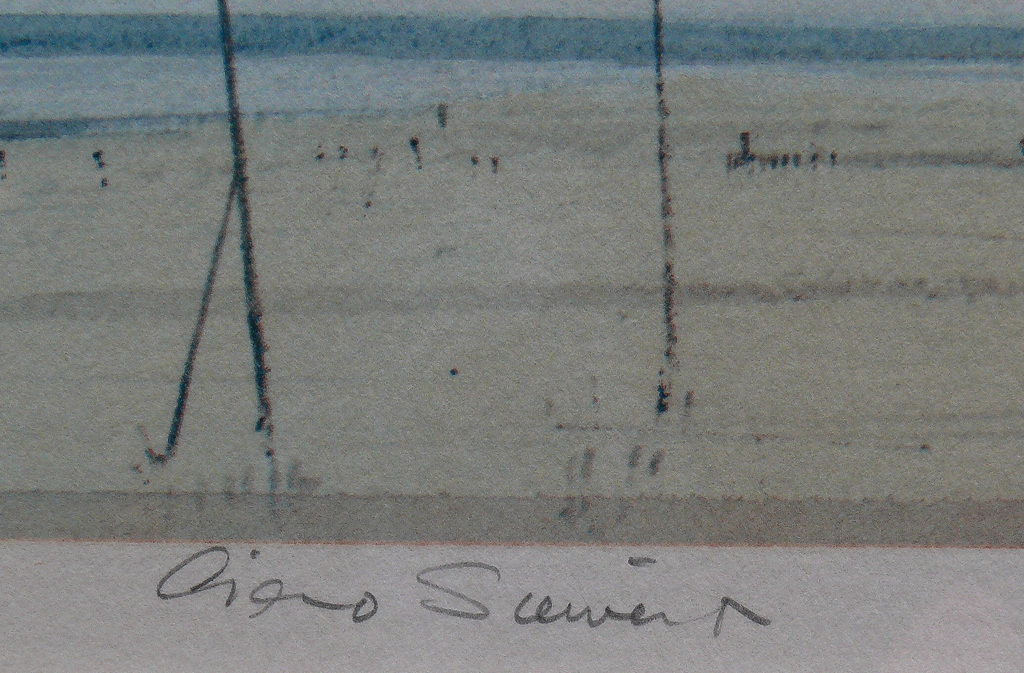 Ciano Siewert (1942): Kleurenlitho, Zicht op Katwijk kopen? Bied vanaf 68!
